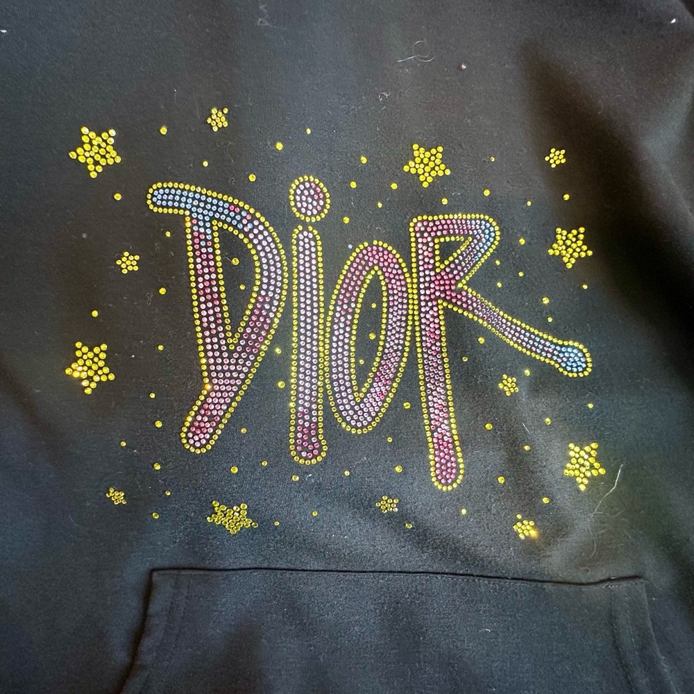 Dior Black Sweatshirt with Vibrant Logo handmade